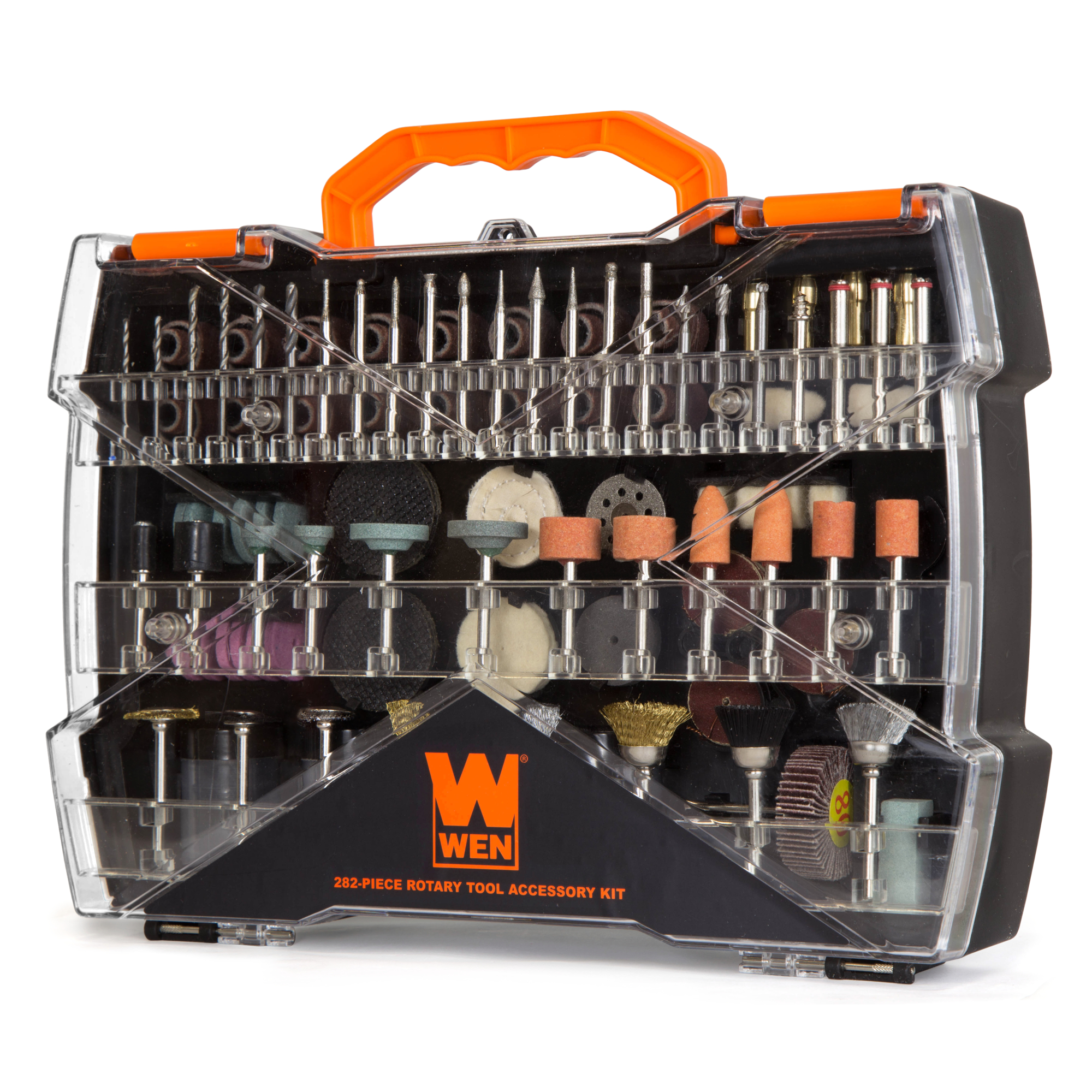 WEN Rotary Tool Accessory Kit - 282 Pcs, Multiple Grit Types, Includes Carrying Case, Model# 230282A